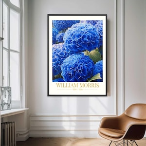 William Morris Hydrangea Print: Botanical Flower Market Wall Art