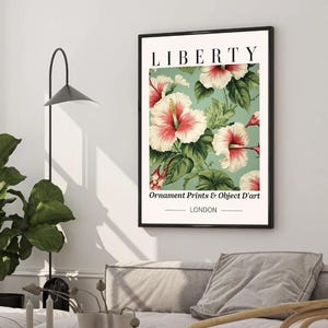 Liberty London Hibiscus Print: Vintage Botanical Wall Art