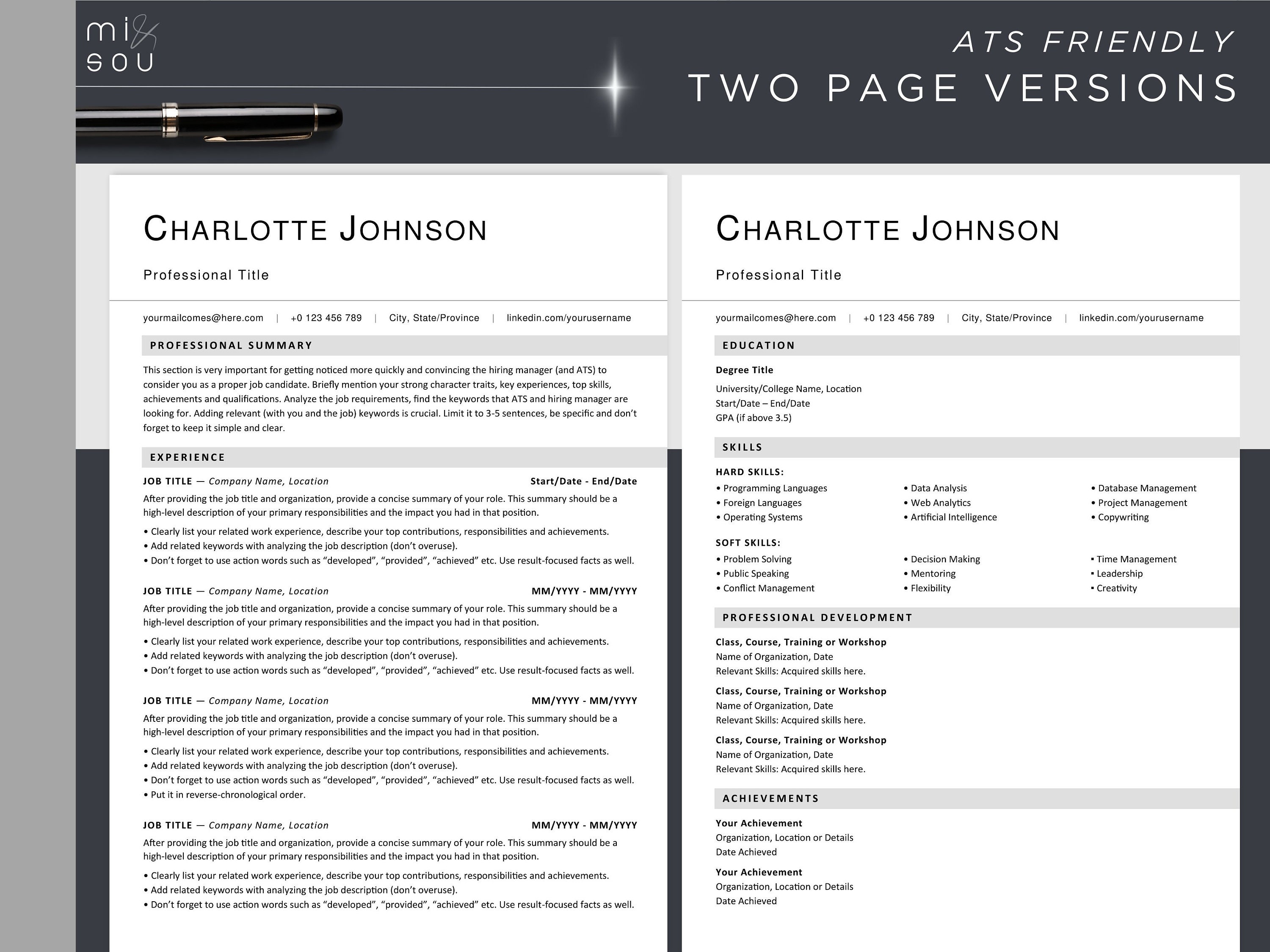 Bundle Resume Template Word Compatible, Professional Resume Prestige ...