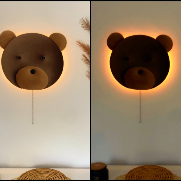 Bear - nattischlampe, LED panel, baby room wall, 3D decoration light, nurses, bedroom, animal, battery, applique, fabric, fluffin