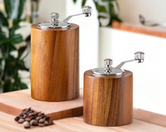 handgekurbelte Pfeffermühle - Salzmühle aus Holz - Salzmühle aus Holz - Pfeffermühle, Gewürzmühle aus Holz - manuelle Kaffeebohnenmühle