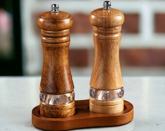 Pfeffermühle Set aus Holz - Salzmühle aus Holz - Salzmühle aus Holz - Pfeffermühle, Gewürzmühle aus Holz - Salz Pfefferstreuer