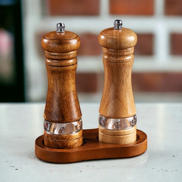 Wooden pepper mill set - wooden salt mill - wooden salt mill - pepper mill, wooden spice mill - salt pepper shaker