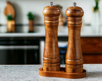 Pepper mill set made of wood - salt mill made of wood - salt mill made of wood - pepper mill, spice mill made of wood - salt pepper shaker - kitchen