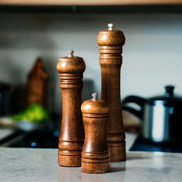 Wooden pepper mill set - wooden salt mill - wooden salt mill - pepper mill, wooden spice mill - salt pepper shaker