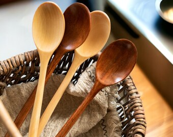 Long handle wooden spoon, long wooden spoon, honey spoon, spoon, tableware, wooden cutlery, serving food, kitchen utensils