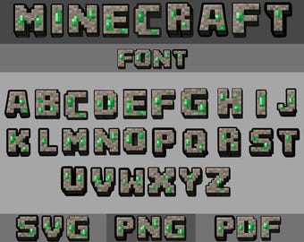 Mine Schrift Bundle SVG PNG PDF Mine Smaragd Alphabet Schrift Mine Gamer Geschenk Geburtstag Buchstaben Handwerk Cricut SVG Schrift Bundle