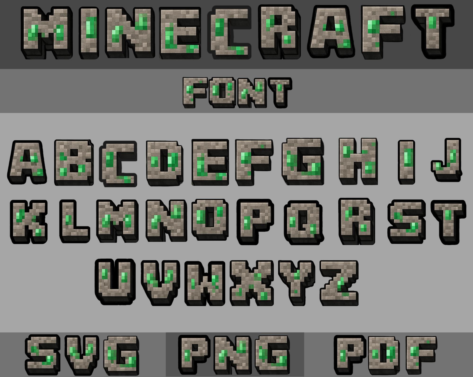 Mine Font Svg Bundle SVG PNG PDF Mine Emerald Alphabet Font Mine Gamer ...