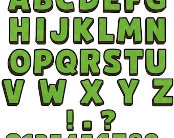 Mine Schrift Bundle SVG PNG PDF Mine Alphabet Mine Gamer Geschenk Geburtstag svg Schrift Bundle Buchstaben Handwerk Cricut