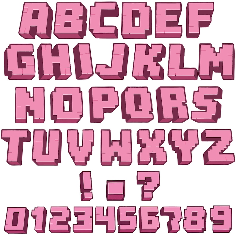 Minecraft Letters Font Gui 4 Mine Font Bundle SVG PNG PDF Minecraft Alphabet Minecraft Gamer Gift ...