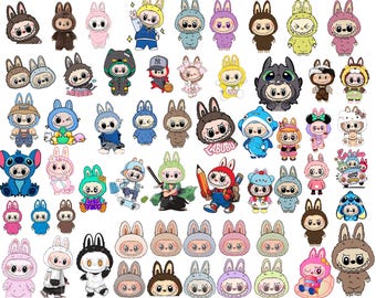 60 Labubu Designs SVG PNG PDF Bundle, Vector Digital Sticker File for Cricut, La bubu Laser Cut, Instant Download Labubu Character Bundle