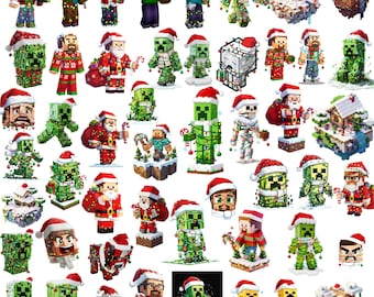 Weihnachten Mine Png Bundle Gaming SVG Png Cricut Geburtstagsgeschenk für Gamer Digitaler Download Beliebte Videospiel Mine SVG PNG PDF