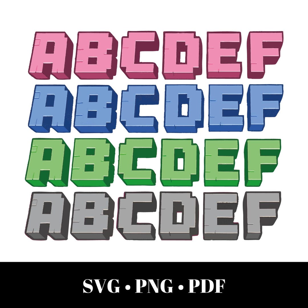 Minecraft Letters Font Gui 4 Mine Font Bundle SVG PNG PDF Minecraft Alphabet Minecraft Gamer Gift ...