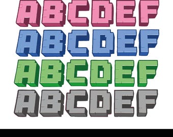 4 Mine Font Bundle SVG PNG PDF Minecraft Alphabet Minecraft Gamer Geschenk Personalisierte Geburtstag Buchstaben Minecraft Cricut svg Schrift Bundle