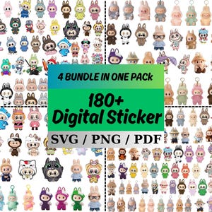 Mega pakiet naklejek Labubu: ponad 180 projektów SVG PNG PDF (do pobrania cyfrowego)