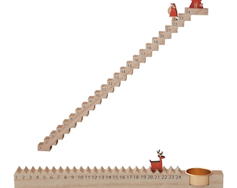 Santa & Rudolph Wooden Advent Calendar: Christmas Countdown Stairs