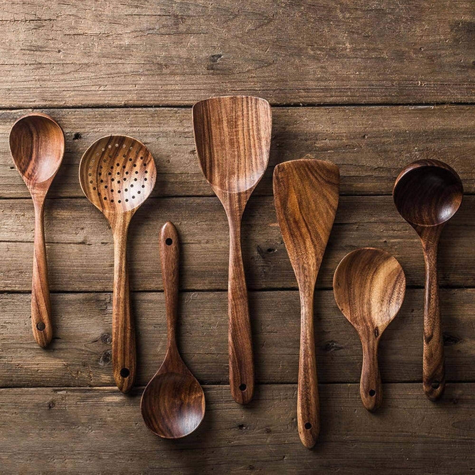 Martha Stewart Bainford 4-Piece Wooden Kitchen Tool Set - Ashwood