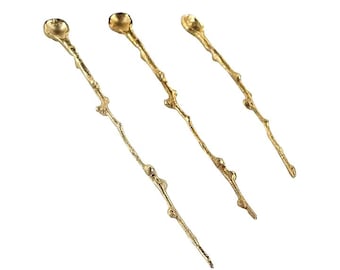 Gold Leaf Decorative Serving Spoon – Set of 3 (Tiny, Small & Large)