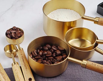 Gold Stainless Steel Measuring Cups and Spoons Set