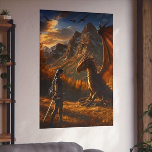 Fourth Wing Wall Art | Violet & Andarna | Dragon Rider Aesthetic | Gift for Readers | Fourth Wing Fan Art | Bookish Merch | Romantasy Art