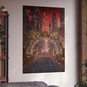 Crescent City Fine Art Poster, Hunt Athalar and Bryce Quinlan, SJM Fan Art, Gothic Decor, Romantasy Gifts, Wall Art, Crescent City Fan Art