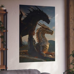 Fourth Wing Wall Art | Violet & Her Dragons | Bookish Merch | Fourth Wing Fan Art | Dragon Rider Aesthetic |Gift for Readers | Fantasy Print