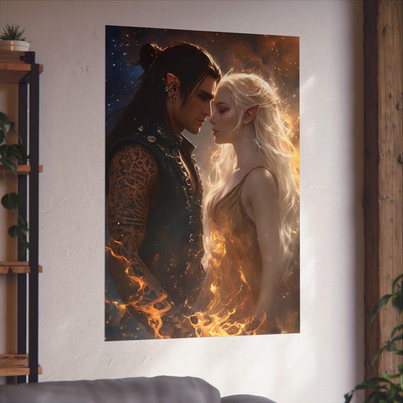 Crescent City Poster, Ruhn and Lidia Romantasy Art Print