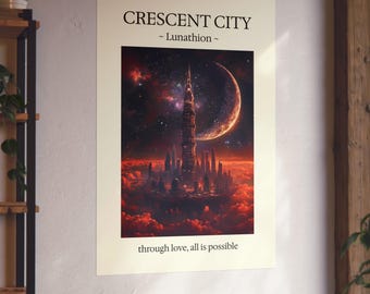 Crescent City Wall Art Poster | Sarah J Maas Fan Art | Lunathion Fantasy Print | Romantasy Wall Art