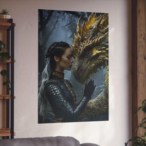 Fourth Wing Wall Art | Violet & Andarna | Dragon Rider Aesthetic | Gift for Readers | Fourth Wing Fan Art | Bookish Merch | Romantasy Art
