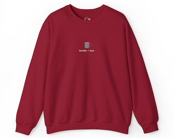 Embroidered Books & Tea Sweatshirt: Cosy Reader Gift