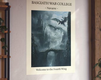 Poster del Basgiath War College / Arte murale della quarta ala / Stampe fantasy / Poster del cavaliere del drago / Regalo per i lettori