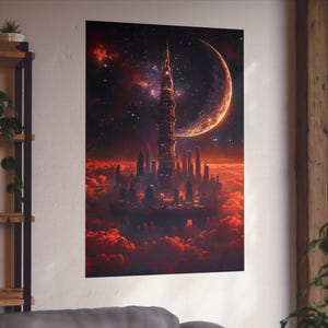 Crescent City Fine Art Poster, Hunt Athalar and Bryce Quinlan, SJM Fan Art, Gothic Decor, Romantic Gifts, Wall Art, Fantasy Home Decor