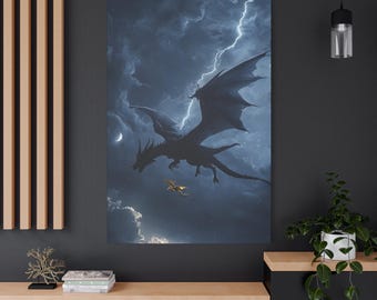 Fourth Wing Canvas Print, Tairn and Andarna Dragon Art