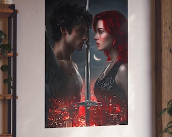 Hunt Athalar & Bryce Quinlan Fine Art Poster, SJM Crescent City Fan Art