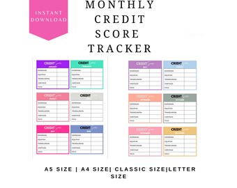 Credit Score Tracker Printable Instant Download