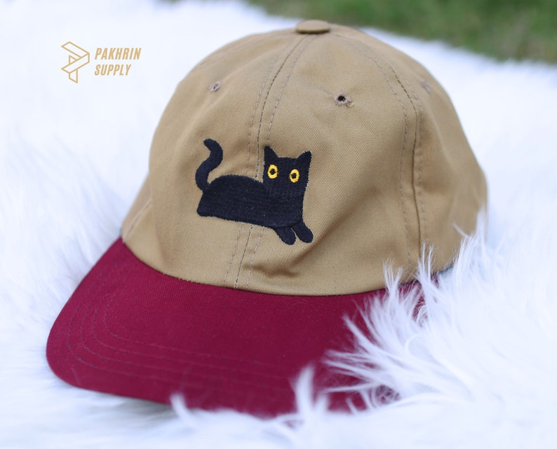 Couple Snapback Embroidered Cat Hats, Cute Black Cat Summer Hats, Matching Father Day Caps, Low Profile Cotton Cap, Easyfit Adjustable Hat zdjęcie 7