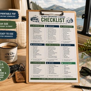 Complete Motorhome Checklist Printable | Caravan Safety, Setup & Packing Planner (UK)