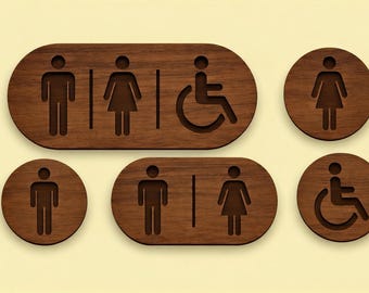 Paquete de letreros de baño DXF SVG AI • Íconos de baño modernos