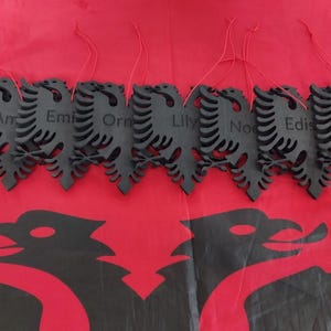 Albanian Eagle Ornament Personalized Laser Cut with Red String - Car Mirror or Christmas Tree Decoration