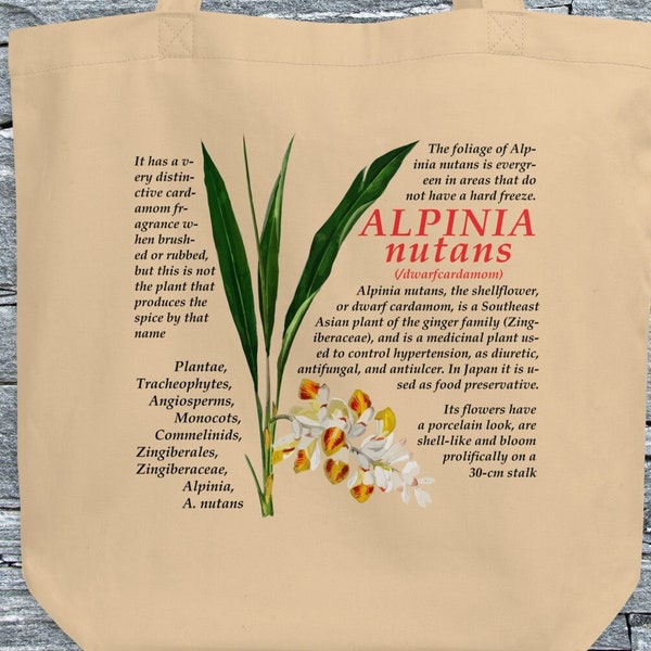 Floral Alpinia Nutans Tote Bag - Floral Tote Bag, Cute Botanical Tote Bag, Flowers Tote Bag