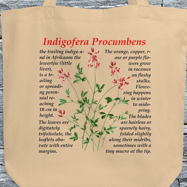 Floral Indigofera Procumbens Tote Bag - Floral Tote Bag, Cute Botanical Tote Bag, Flowers Tote Bag