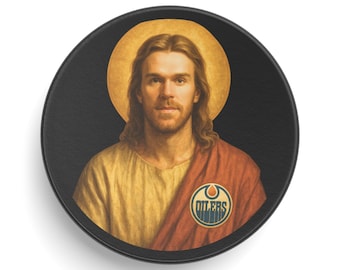 Connor McJesus Hockey Puck - Funny Oilers Fan Gift