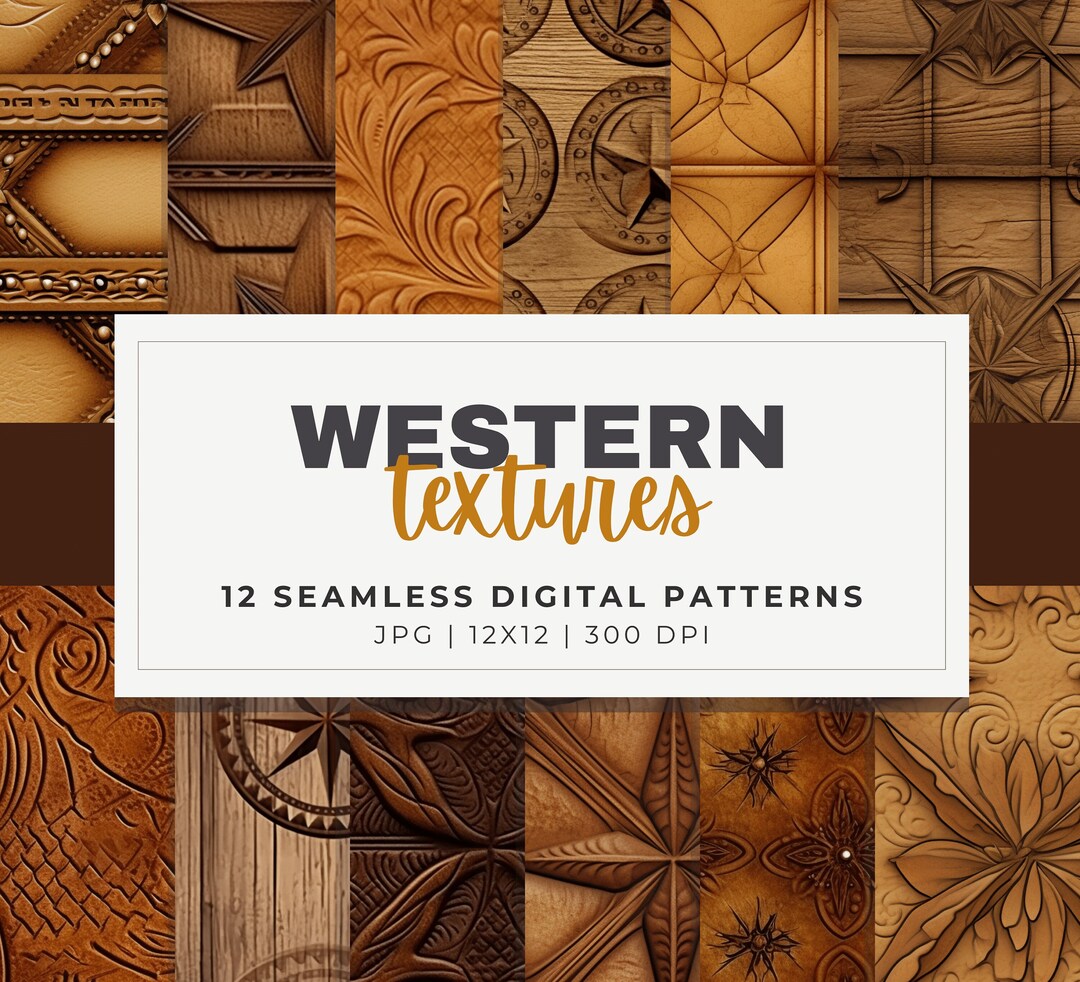 Western Textures Digital Paper Pack Seamless Pattern Designs, Printable ...