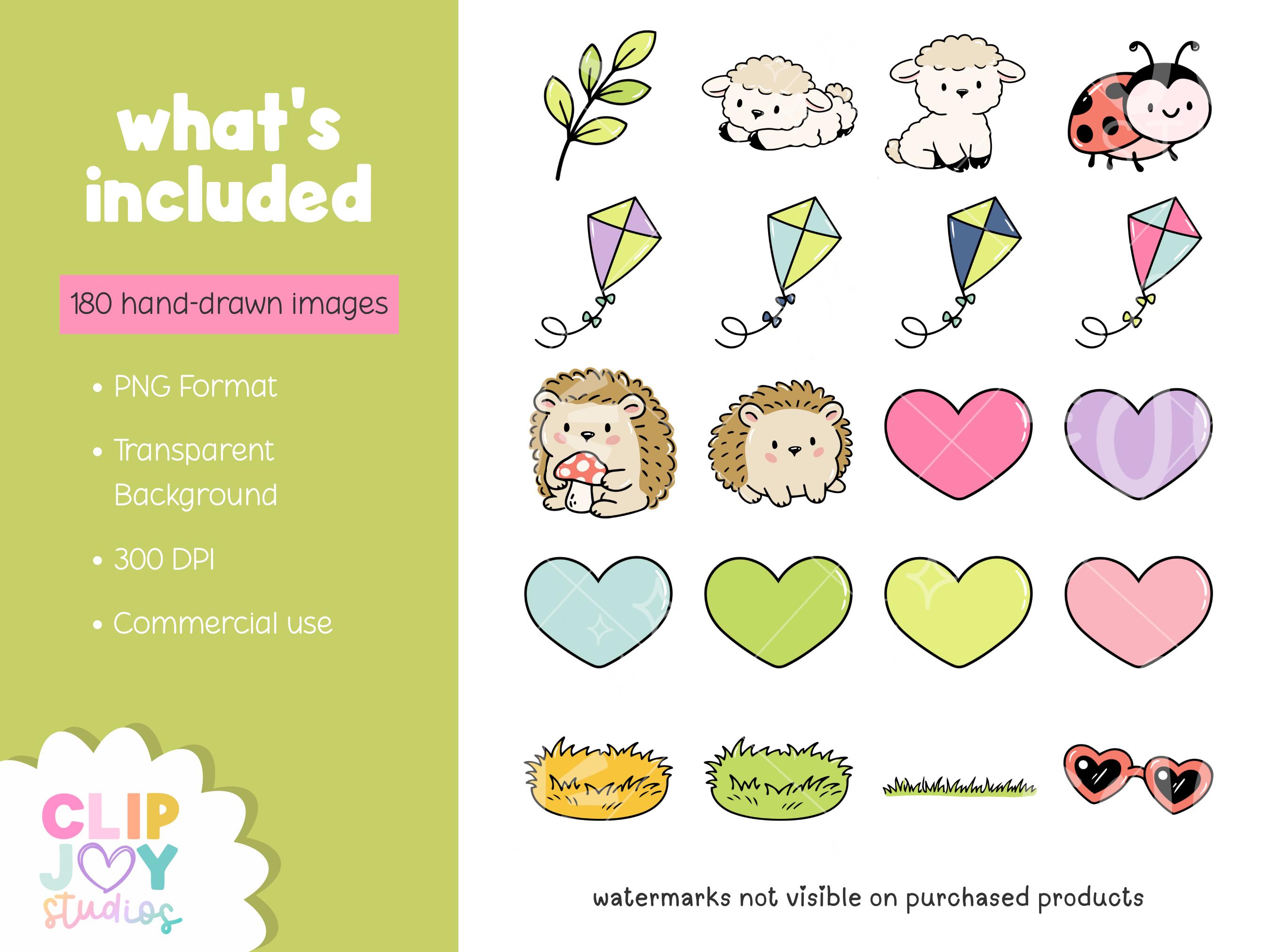 Easter Doodle Clipart Bundle – 180 Bunny and Chick Spring Kawaii ...