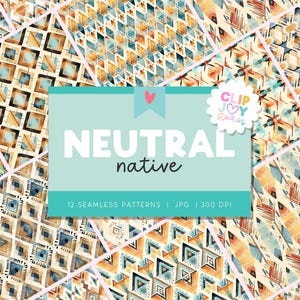 Carta digitale tribale: motivi boho neutri, senza cuciture 12x12 (download digitale)