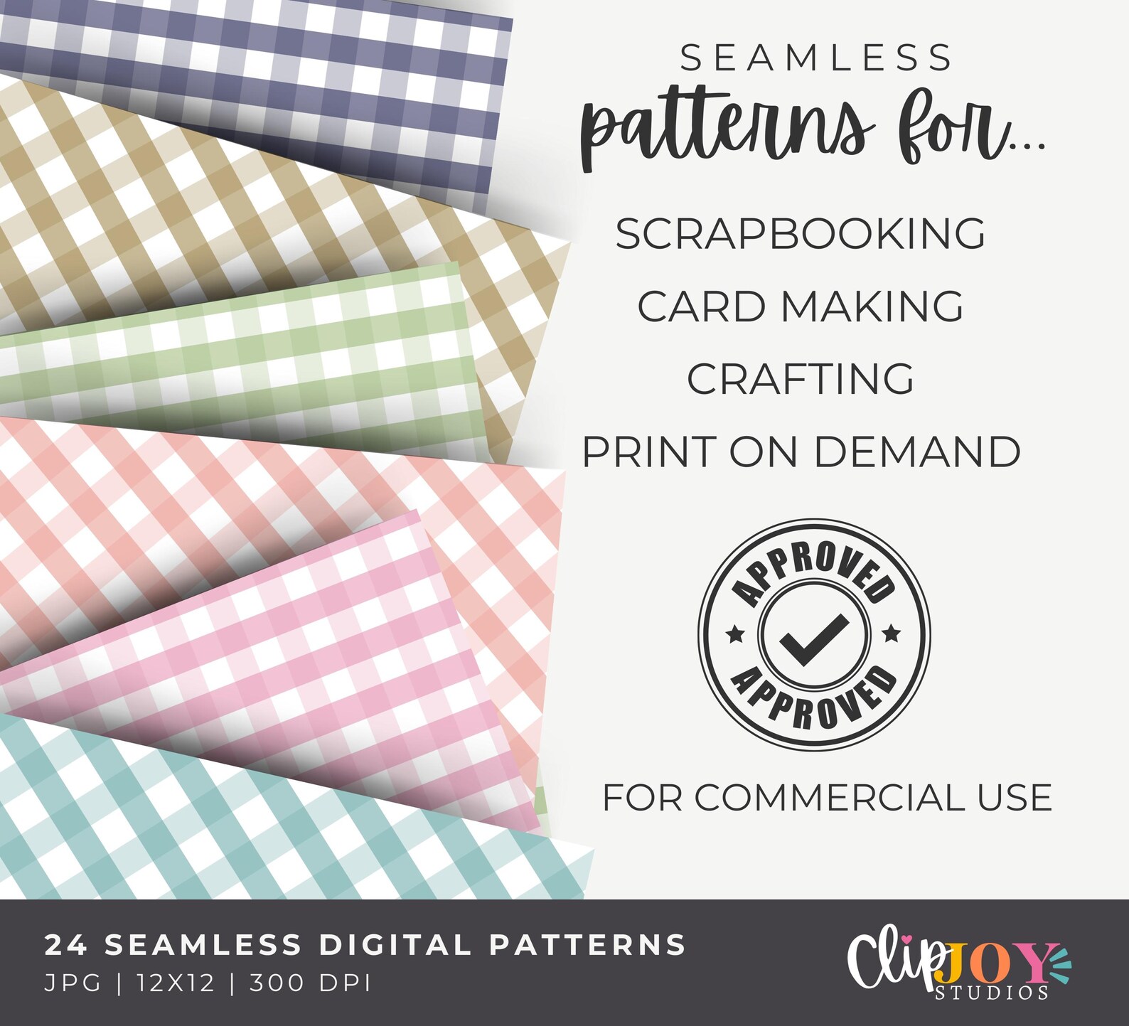 Seamless Gingham Check Pattern, Spring Pastel Colors, Digital Paper or ...