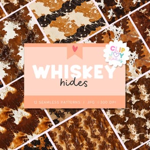 Whiskey Hide Digital Paper: Seamless Western Cow Print Background (12x12, 300 DPI) (Digital Download)