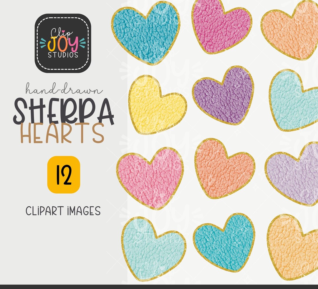 Sherpas Graphics Gold Outlined Sherpa Heart Clipart | Cozy Textured Pngs | Pastel Fuzzy ...