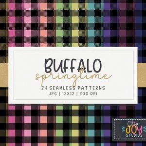 Spring Pastel Buffalo Check Seamless Pattern, Cozy Surface Design, Digital Paper Background, Crafting, Scrapbook, Commercial Use