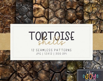 Tortoise Shell Digital Paper: Seamless Turtle Print Textures (12x12, JPG)